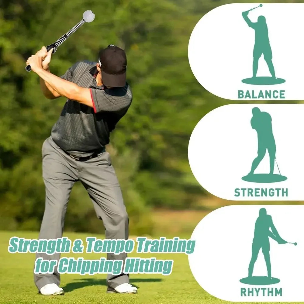 Elevate Your Game: Retractable Golf Swing Trainer with Click Feedback for Strength & Tempo