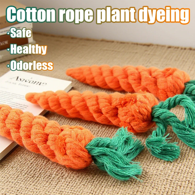 1Pcs Carrot Dog Bite Rope Pet Dog Toys Safe Durable Braided Bite Dog Chew Toys Resistant Puppy Molar Cleaning Teeth Cotton Rope