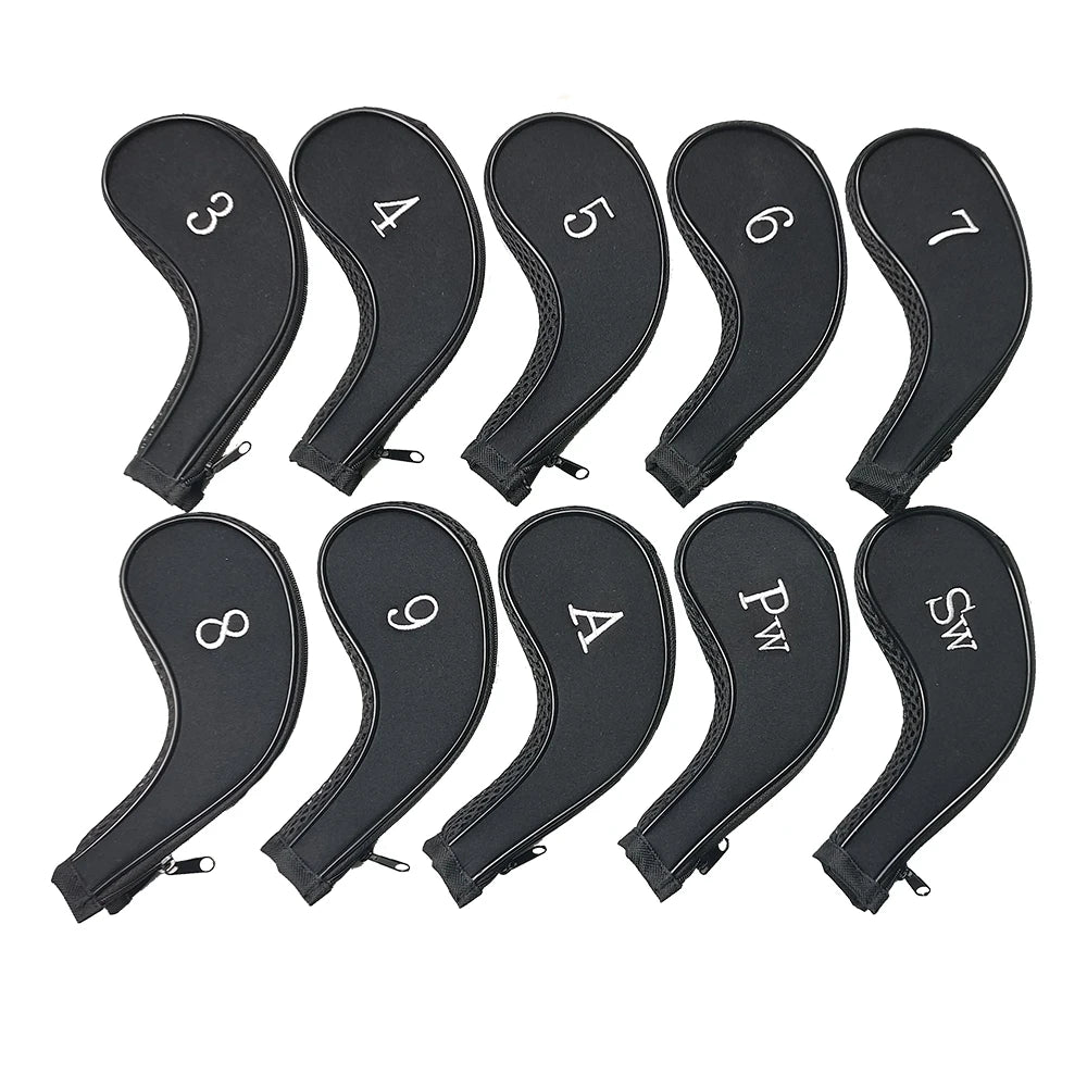 Elevate Your Game with Our 10-Piece Golf Club Head Covers Set - Durable Zipper Protection with Interchangeable Number Tags!