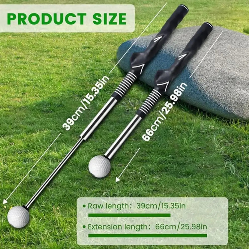 Elevate Your Game: Retractable Golf Swing Trainer with Click Feedback for Strength & Tempo