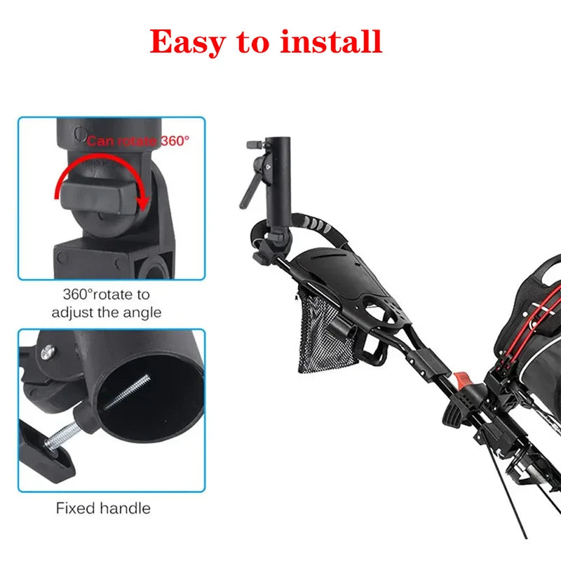Universal Adjustable Golf Cart Umbrella Holder - Perfect for Golf Trolleys, Baby Prams, and Wheelchairs