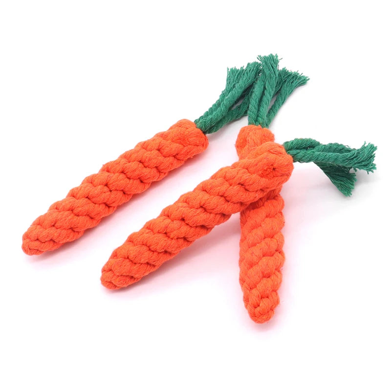1Pcs Carrot Dog Bite Rope Pet Dog Toys Safe Durable Braided Bite Dog Chew Toys Resistant Puppy Molar Cleaning Teeth Cotton Rope
