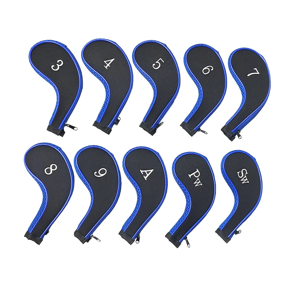 Elevate Your Game with Our 10-Piece Golf Club Head Covers Set - Durable Zipper Protection with Interchangeable Number Tags!