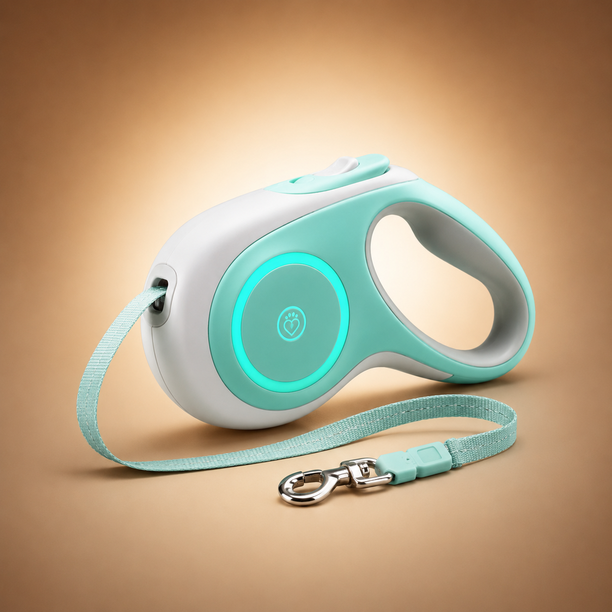 Retractable Dog Leash with Built-In LED Torch — One-Button Lock