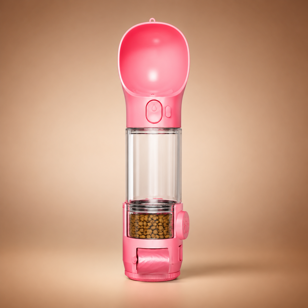 3-in-1 Travel Pet Water Bottle — Food, Water & Poop Bag Dispenser