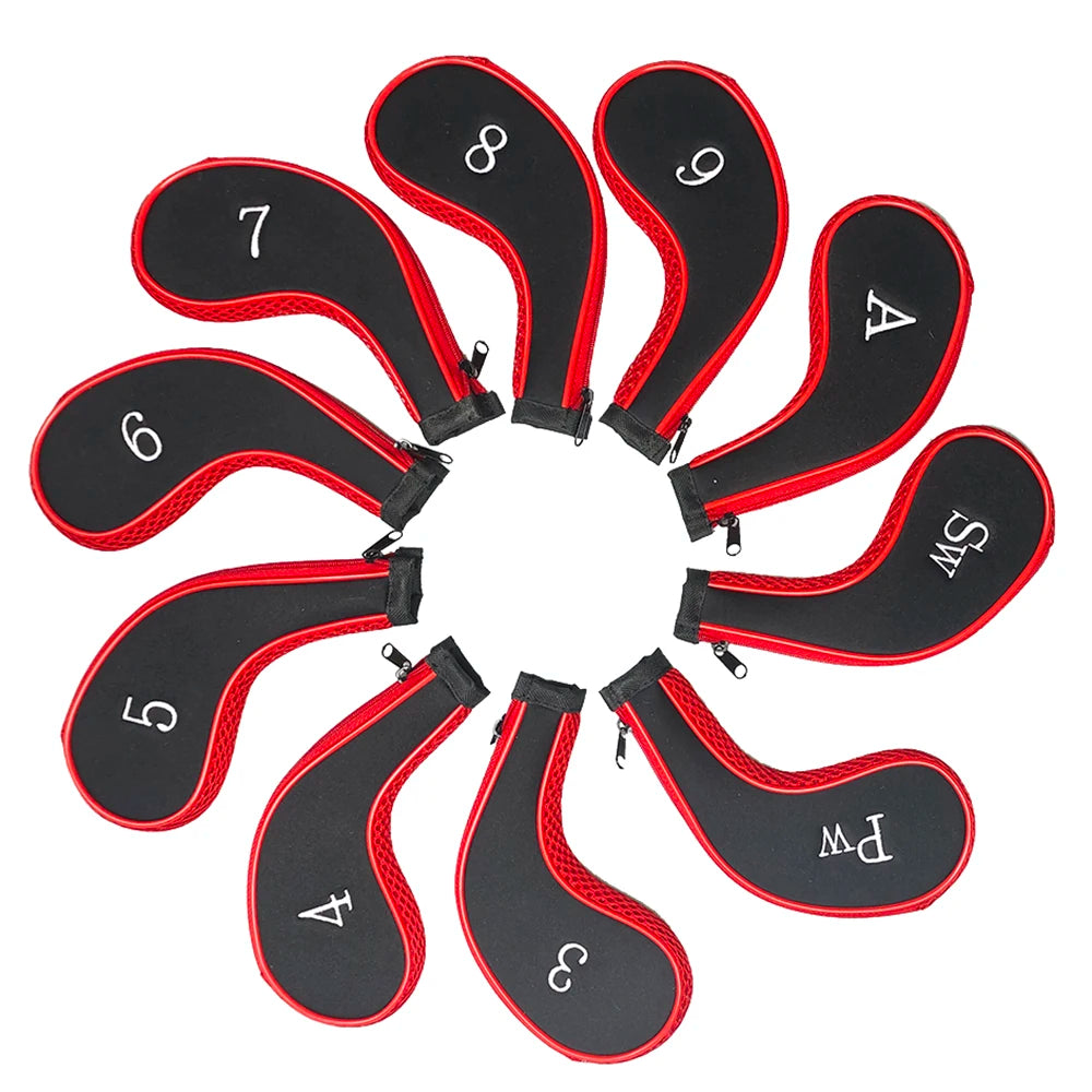 Elevate Your Game with Our 10-Piece Golf Club Head Covers Set - Durable Zipper Protection with Interchangeable Number Tags!