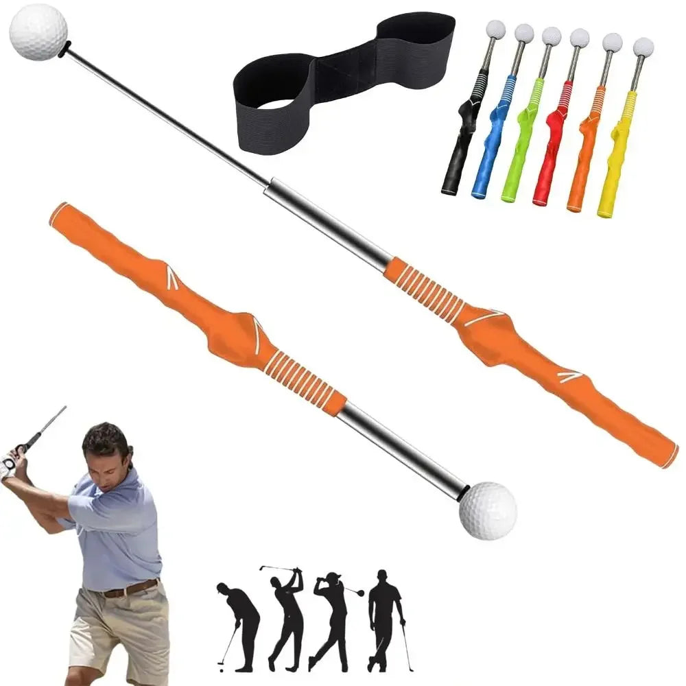 Elevate Your Game: Retractable Golf Swing Trainer with Click Feedback for Strength & Tempo