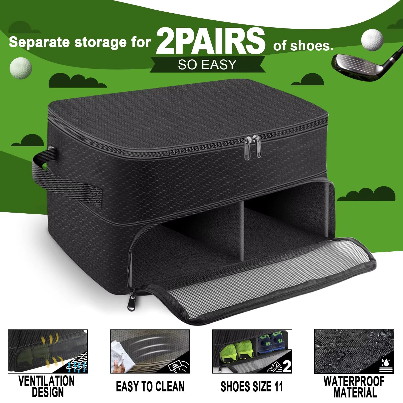 2 Layers Golf Trunk Organizer, Golf Accessories, Waterproof and Durable Golf Storage Bag, Golf Organizer for Car
